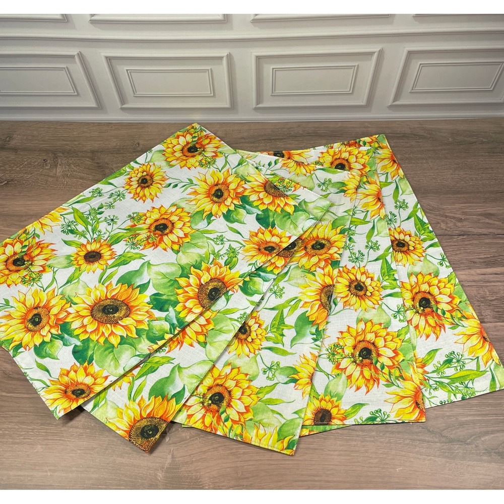 Home Collection Sunflower Placemats Set of‎ 5 Fabric Dining Table Décor